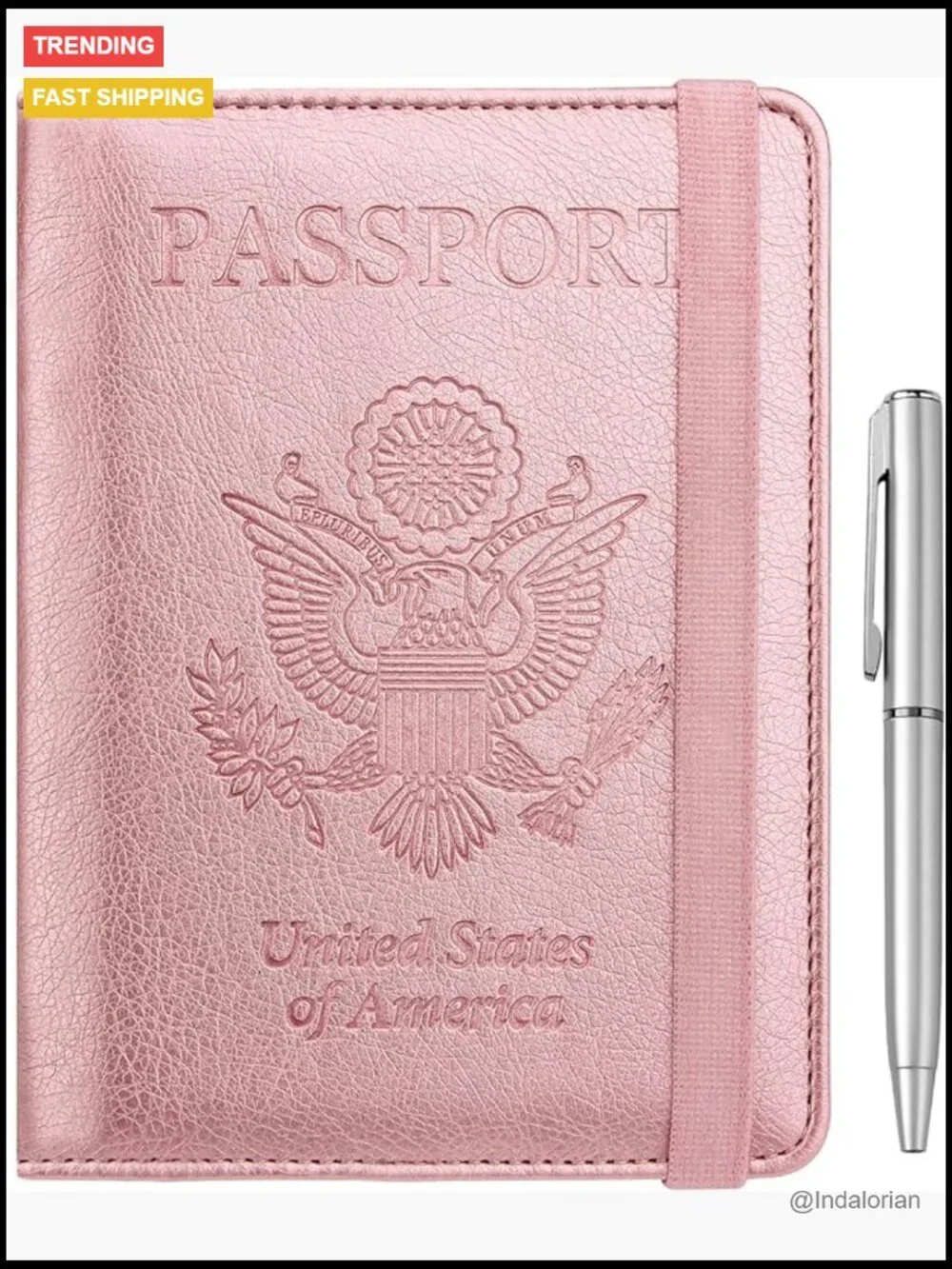 RFID Passport Holder PU Leather Passport Cover Wallet with Pen
